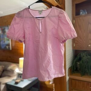 J. Crew Pink Puff Sleeve Blouse
